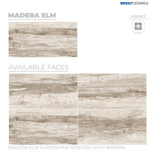 24X48 ORIENT TILE TS FLOOR MADERA ELM SS BR L LIGHT BROWN TEXTURE POLISH