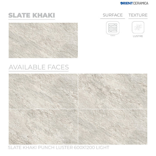 24X48 ORIENT TILE ORIENT FLOOR TS FLOOR SLATE KHAKI PH LT L GREY/BEIGE STONE MARBLE MATT