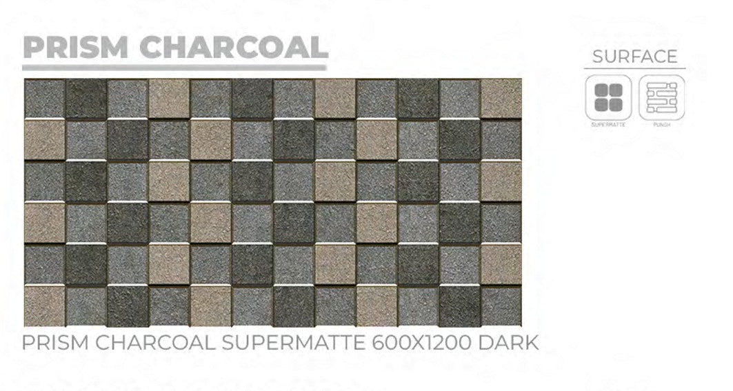 S-00401 24X48 ORIENT TILE ORIENT FLOOR TS FLOOR PRISM CHARCOAL PH MULTI GREY DABI MATT 2-TILES/1.44 (PRIME)-(RANDOM)-(ISB)