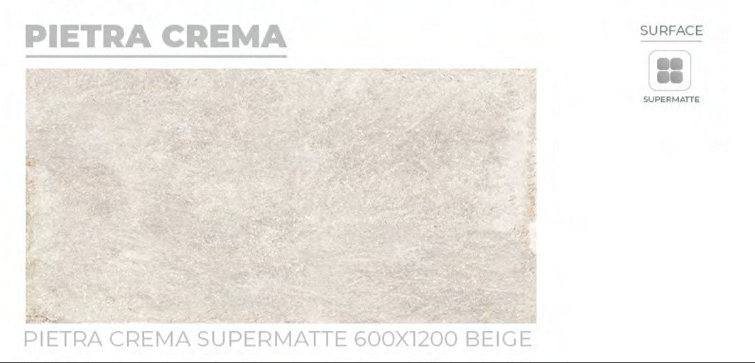 ORIENT TILE TS FLOOR PIETRA CREMA SM RK BEIGE TEXTURE MATT