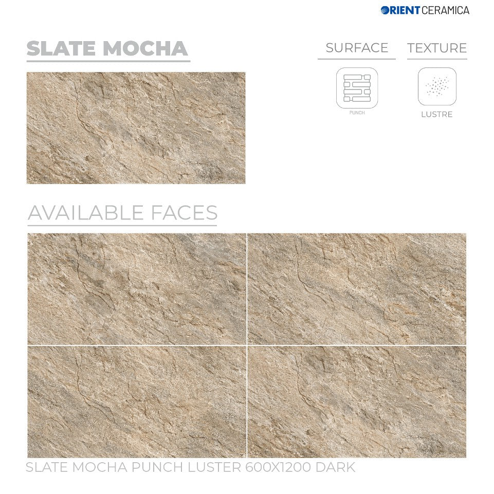 24X48 ORIENT TILE TS FLOOR SLATE MOCHA PH LT D BEIGE/BROWN STONE MARBLE MATT