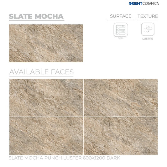 24X48 ORIENT TILE TS FLOOR SLATE MOCHA PH LT D BEIGE/BROWN STONE MARBLE MATT