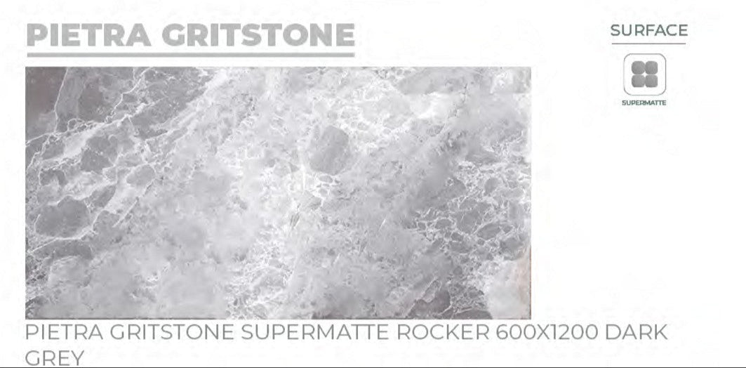 24X48 ORIENT TILE TS FLOOR PIETRA GRITSTONE SM RK DARK GREY TEXTURE MATT