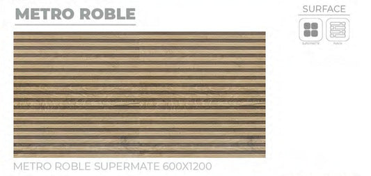 S-00401 24X48 ORIENT TILE ORIENT FLOOR TS FLOOR METRO ROBLE PH  IVORY/BROWN WOOD LINE MATT 2-TILES/1.44 (PRIME)-(RANDOM)-(ISB)