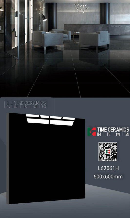 24X24 TIME TILE TIMES FLOOR TS FLOOR L-62061-H BLACK PLAIN POLISH
