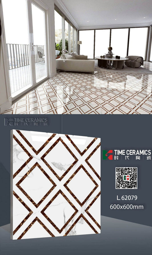 24X24 TIME TILE TIMES FLOOR TS FLOOR L-62079 WHITE/BROWN Design POLISH