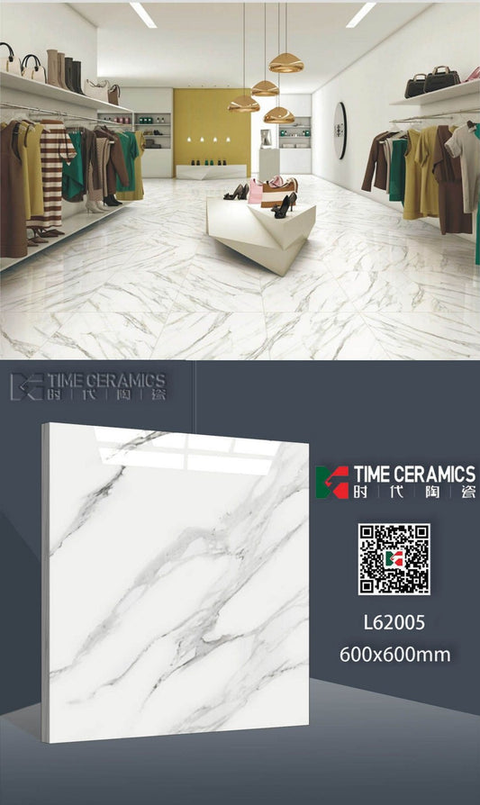 24X24 TIME TILE TIMES FLOOR TS FLOOR L-62005 WHITE/GREY TEXTURE POLISH