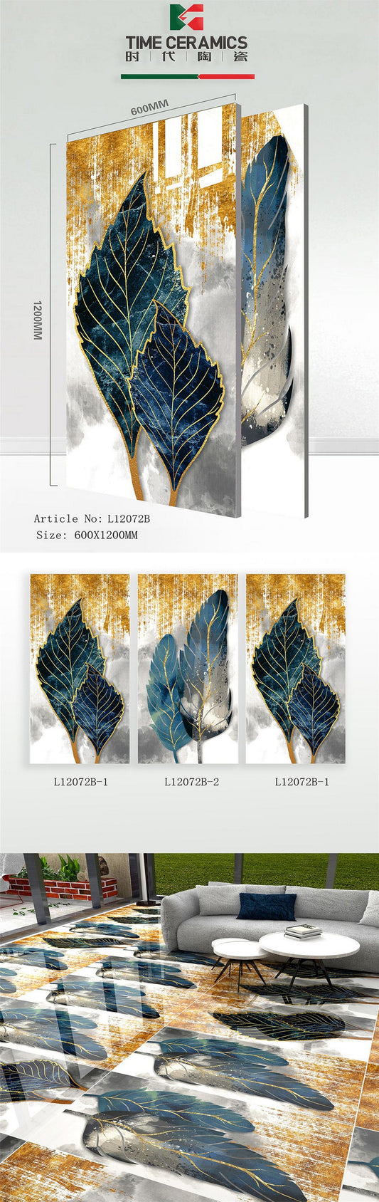 24X48 TIME TILE TIMES FLOOR TS FLOOR L-12072-B1 ZINK/BLACK LEAF POLISH