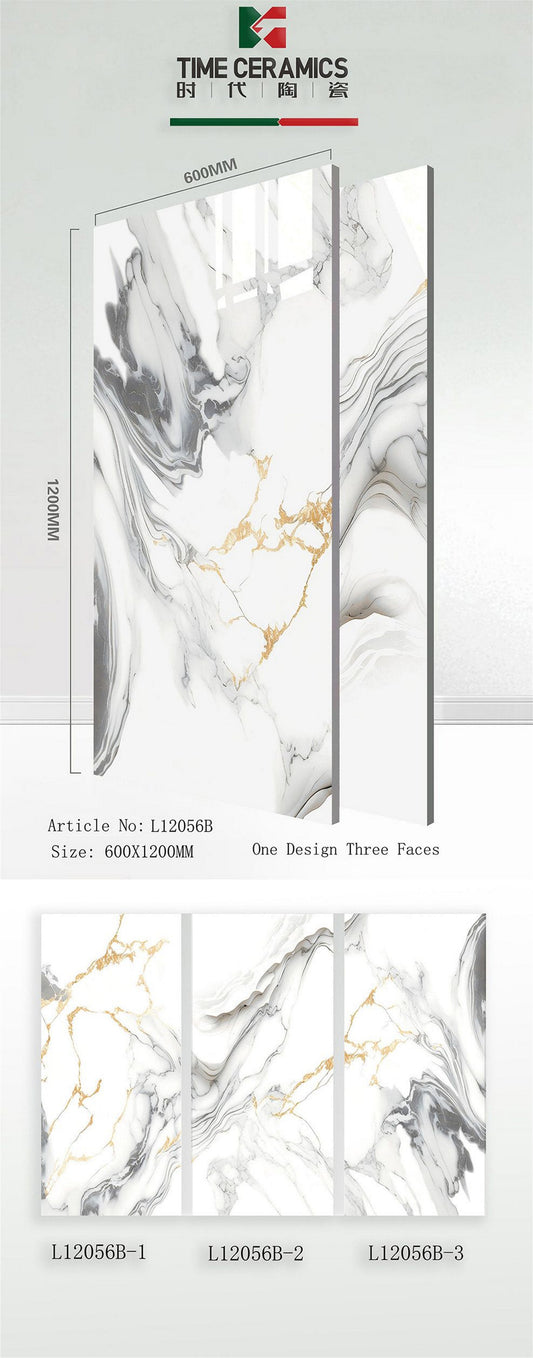 24X48 TIME TILE TIMES FLOOR TS FLOOR L-12056-B1 WHITE GREY/BROWN TEXTURE POLISH