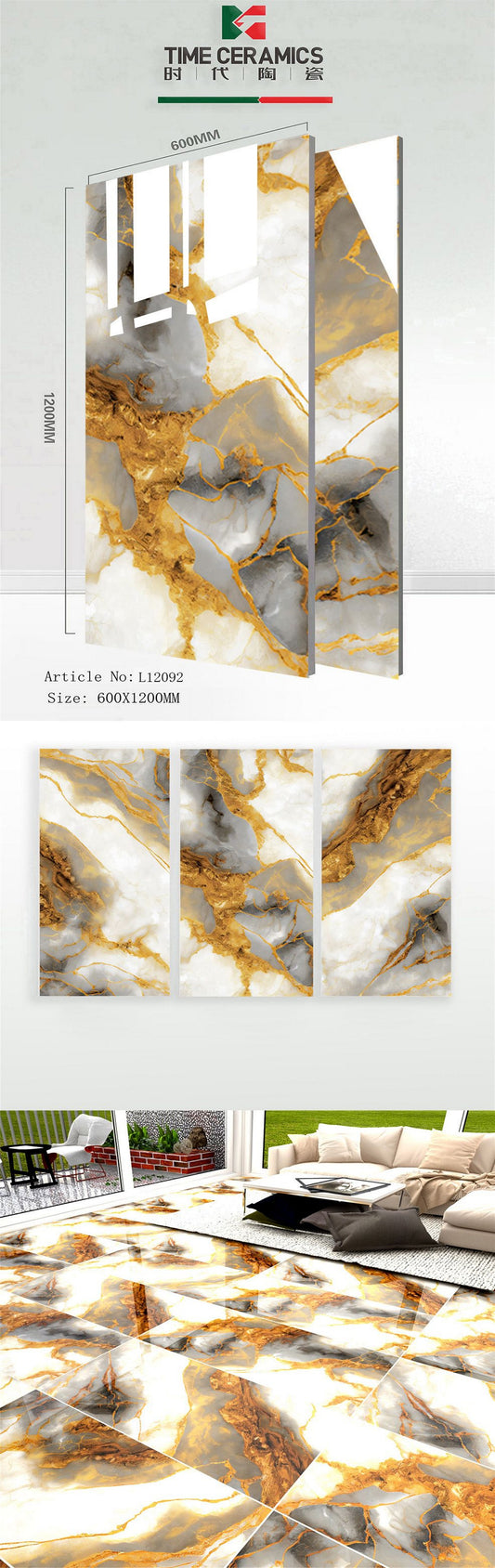 24X48 TIME TILE TIMES FLOOR TS FLOOR L-12092 BROWN/GOLDEN MARBLE TEXTURE POLISH