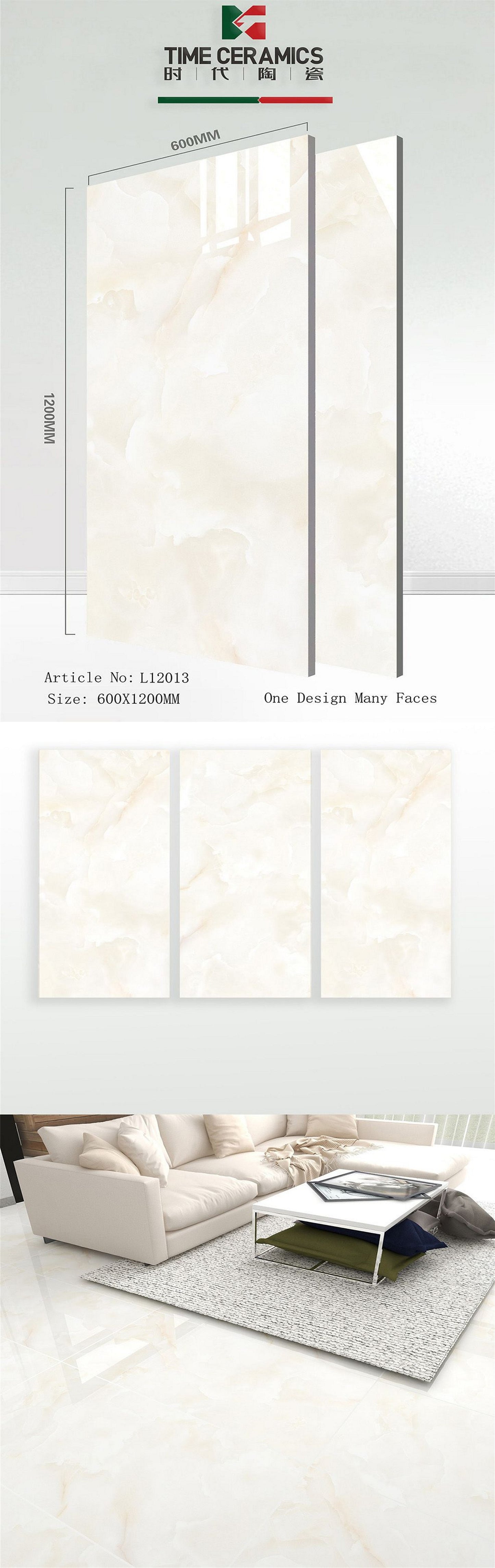 24X48 TIME TILE TIMES FLOOR TS FLOOR L-12013 GREY/BROWN Marble POLISH