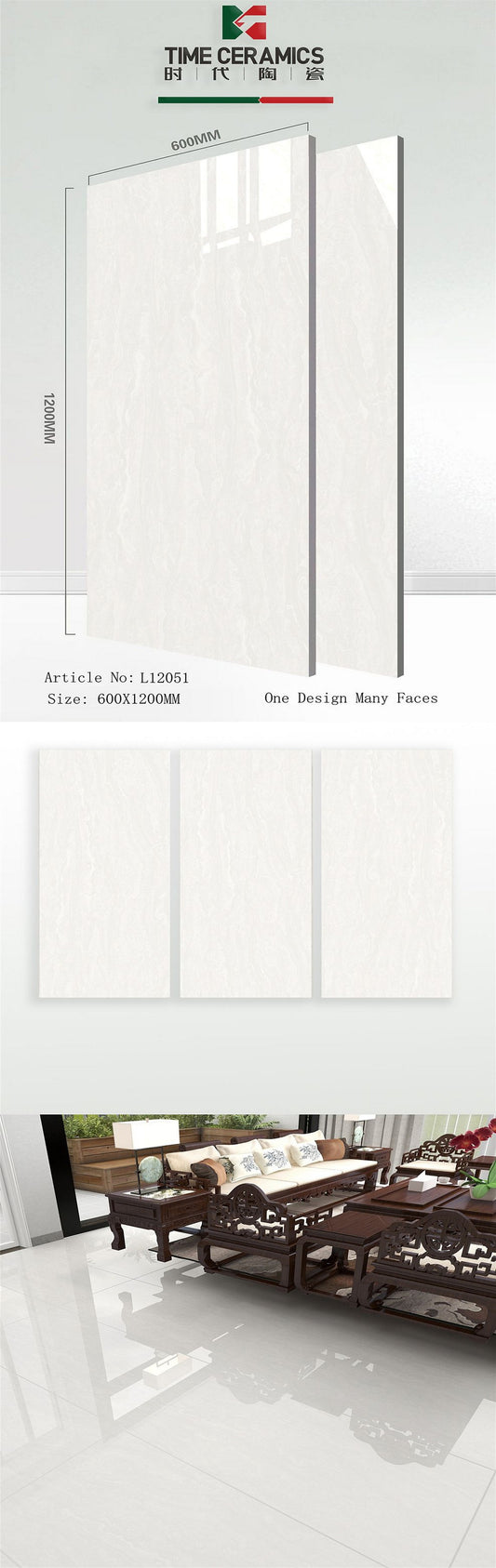 24X48 TIME TILE TIMES FLOOR TS FLOOR L-12051 - MARBLE TEXTURE POLISH