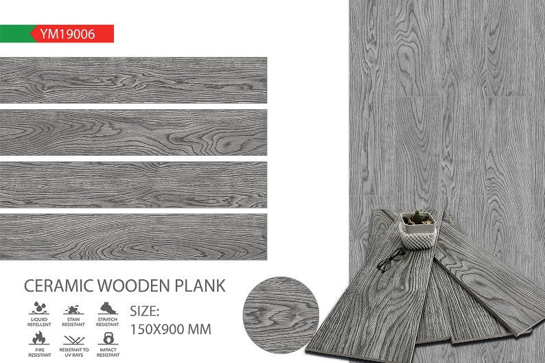 6X36 TIME TILE TIMES FLOOR TS FLOOR YM-19006 DARK GREY WOOD MATT