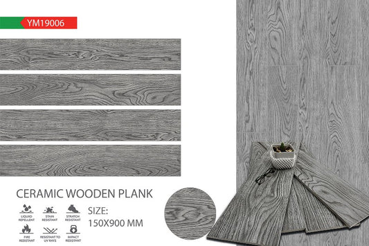 6X36 TIME TILE TIMES FLOOR TS FLOOR YM-19006 DARK GREY WOOD MATT