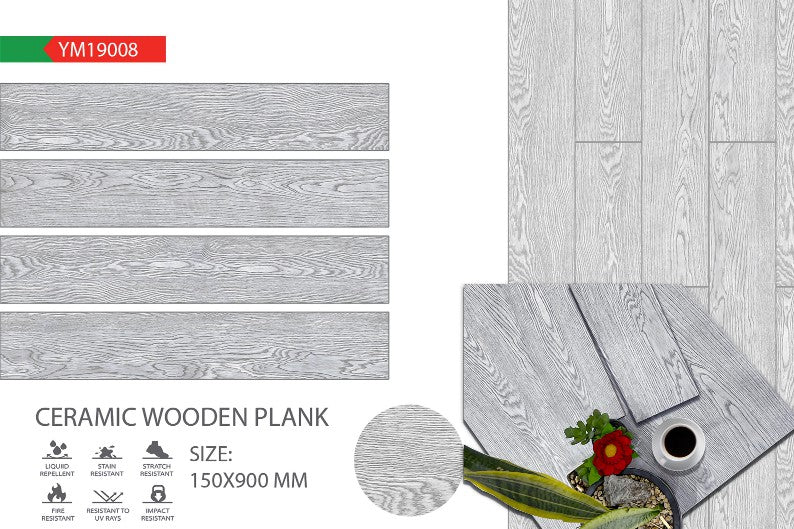 6X36 TIME TILE TIMES FLOOR TS FLOOR YM-19008 LIGHT GREY WOOD MATT