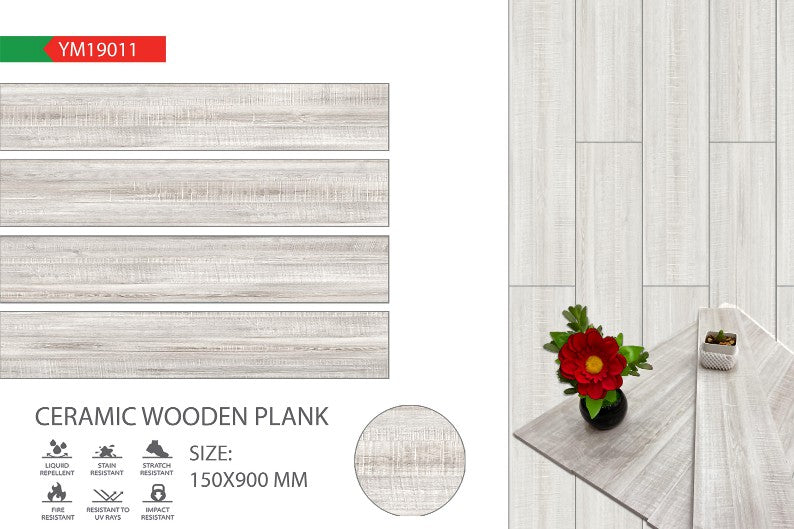 6X36 TIME TILE TIMES FLOOR TS FLOOR YM-19011 IVORY/GREY WOOD MATT