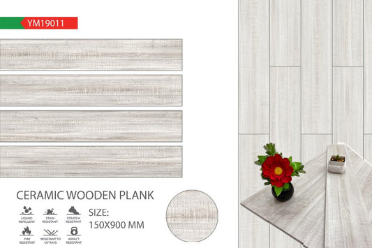 6X36 TIME TILE TIMES FLOOR TS FLOOR YM-19011 IVORY/GREY WOOD MATT