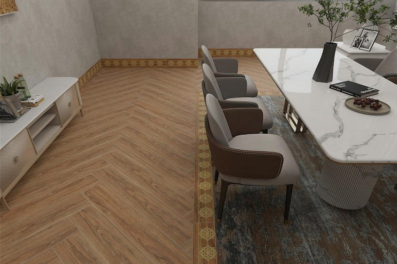 S-00048 6X36 TIME TILE TIMES FLOOR TS FLOOR YM-19001-H DARK BROWN WOOD DESIGN MATT