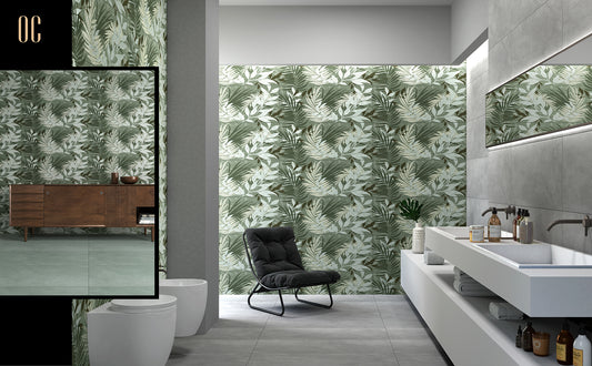 S-00606 16X40 OCEAN TILE OCEAN WALL TS WALL OCM-4100024-B SAGE GREEN TEXTURE MATT 3-TILES/1.2 (PRIME)-(RANDOM)