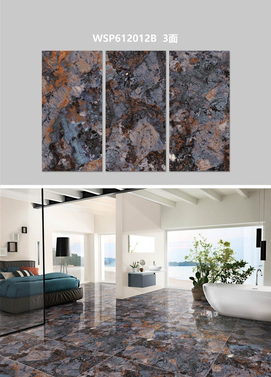 24X48 WOLSTONE TILE TS FLOOR WSP-612012-B BLUE/BROWN MARBLE TEXTURE POLISH