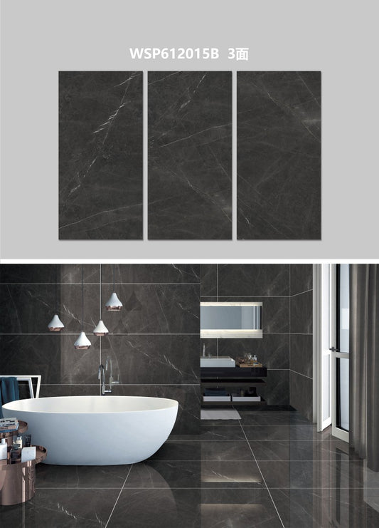 24X48 WOLSTONE TILE TS FLOOR WSP-612015-B DARK GREY/WHITE TEXTURE POLISH