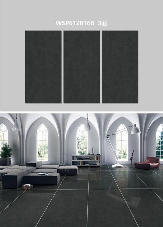 24X48 WOLSTONE TILE TS FLOOR WSP-612016-B DARK GREY TEXTURE POLISH