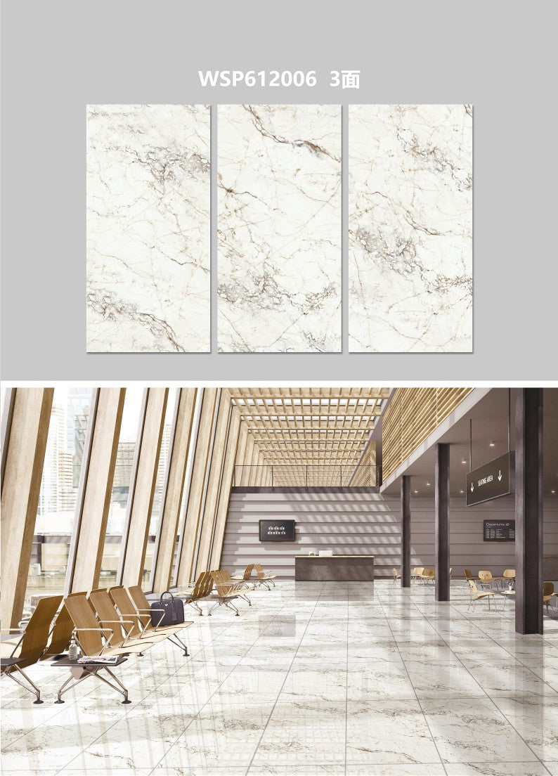 24X48 WOLSTONE TILE TS FLOOR WSP-612006 WHITE/BROWN TEXTURE POLISH