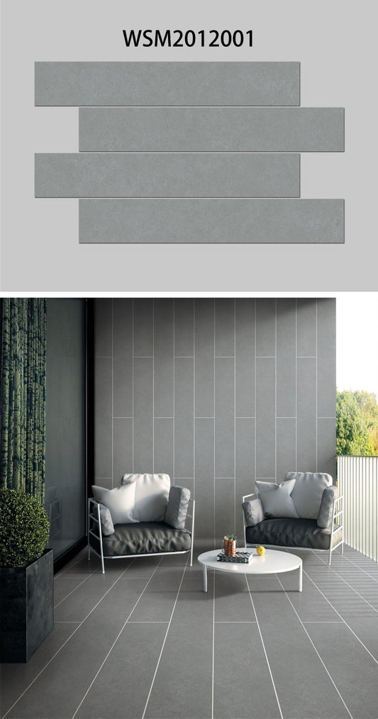 8X48 WOLSTONE TILE TS FLOOR WSM-2012001 GREY TEXTURE MATT