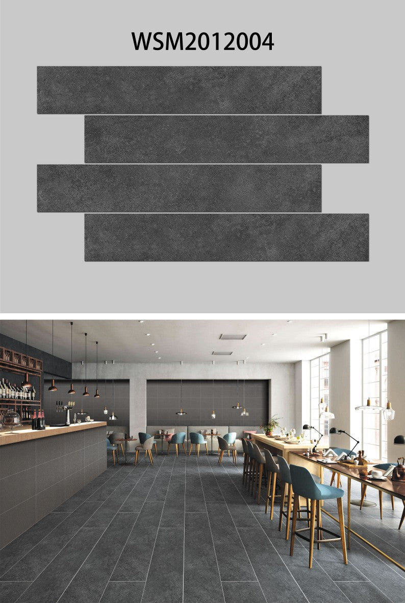 S-00646 8X48 WOLSTONE TILE TS FLOOR WSM-2012004 GREY/BLACK TEXTURE MATT